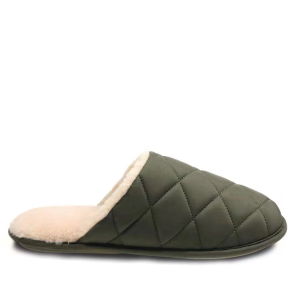 George Quilted Olive Green Men’s Slip-On Slippers